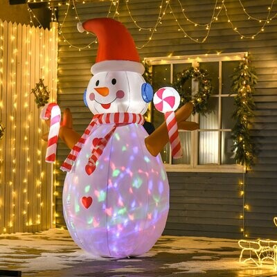 Weihnachtsdeko aufblasbarer Schneemann mit rotierender Beleuchtung und Zubehör Weihnachtsdeko aufblasbarer Schneemann mit rotierender Beleuchtung und Zubehör