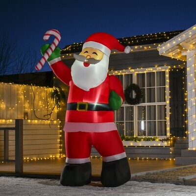 Weihnachtsdeko aufblasbarer Weihnachtsmann Zuckerstange mit Beleuchtung und Zubehör