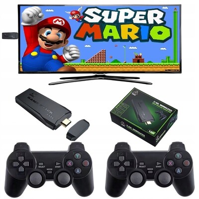 TV SPIEL RETRO KONSOLE + 2 PADS + 10000 SPIELE XXXL 90er Jahre Set 4K auf 64GB SD Card