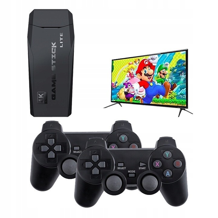 TV SPIEL RETRO KONSOLE + 2 PADS + 10000 SPIELE XXXL 90er Jahre Set 4K auf 64GB SD Card