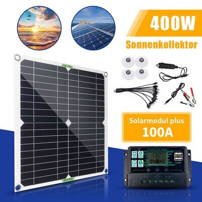 Mobiles Solarpanel Kit 400W 12V Solarmodule Batterieladegerät Controller für RV Camping, Camper, Wohnwagen & Wohnmobile