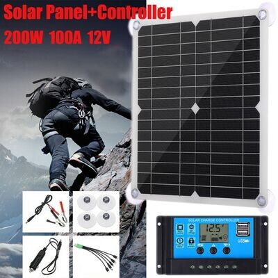 Mobiles Solarpanel Kit 200W 12V Solarmodule Batterieladegerät Controller für RV Camping, Camper, Wohnwagen & Wohnmobile
