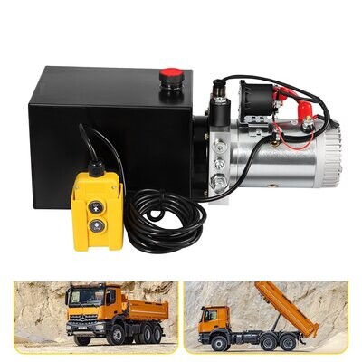 AGGREGAT mit FERNBEDIENUNG 6l Hydraulikaggregat Hydraulikpumpe 12V Volt Lkw Kipper Anhänger Hydraulik Auto Funk Kipper Set