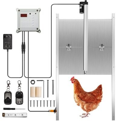 Automatische Hühnerklappe Aluminiumlegierung/ABS Hühnertür mit Schieber 66W Hühner-Pförtner 30x30cm Tür Stallöffner mit Lichtsensor Zeitsteuerung Ideal für Außen-/Innenbereich von Hühnerställen Huhn