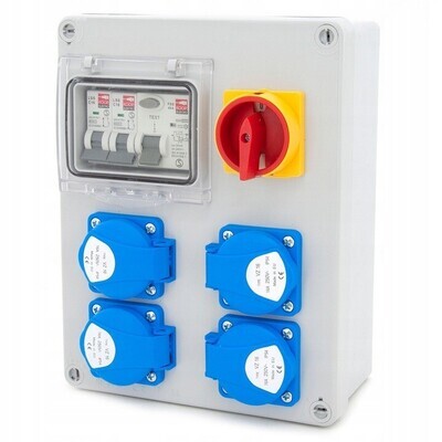 Elektro-Wandverteiler 4x230V mit Hauptschalter Baustrom-Kasten