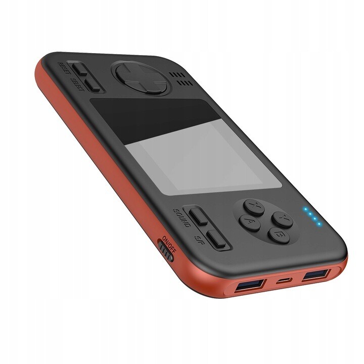 All-In-One Powerbank 8000 mAh + Mini-Retro-Konsole mit 416 Spielen XXL Starter Set FARBWAHL, Farbwahö: Schwarz