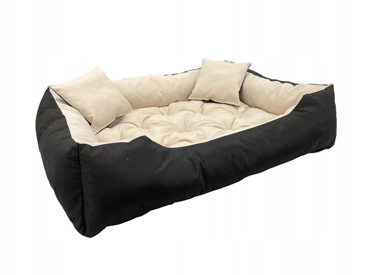 XXL Hundebett Hundekissen Tierbett Katzenbett Hundekorb Schlafplatz  Größenwahl Beige/Schwarz