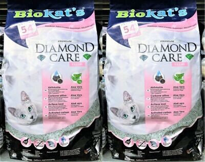 2 x 8 Liter Aloe Vera Biokat's Diamond Care Fresh Katzenstreu mit Aktivkohle 2 x 8 Liter Aloe Vera Biokat's Diamond Care Fresh Katzenstreu mit Aktivkohle