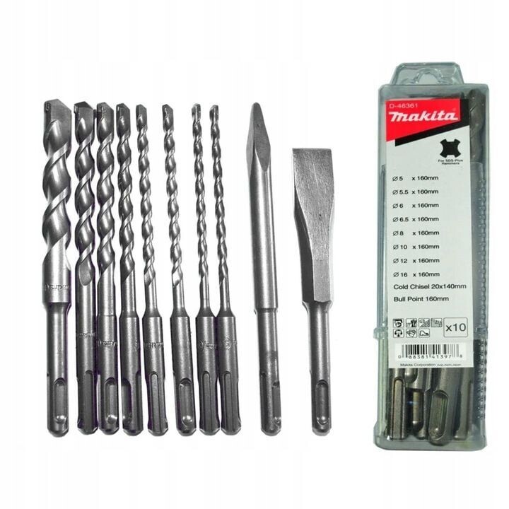 Makita Bohrer- und Bit-Set »SDS-Plus Bohrer Meissel Set Bohrersatz 10 Stk Makita D-46361«, (10-tlg)