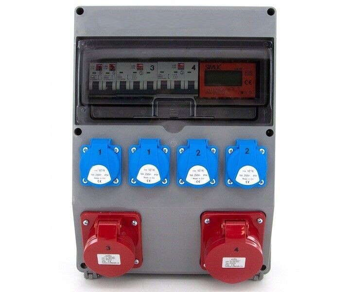 Elektro-Wandverteiler 1x 16A / 1x 32A / 4x230V komplett Set Baustromverteiler mit Digital-Zähler