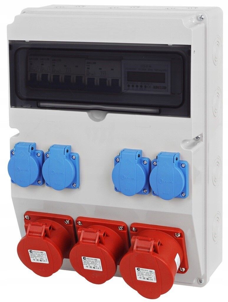 Elektro-Wandverteiler 2x 16A / 1x 32A / 4x230V komplett Set Baustromverteiler mit Digital-Zähler