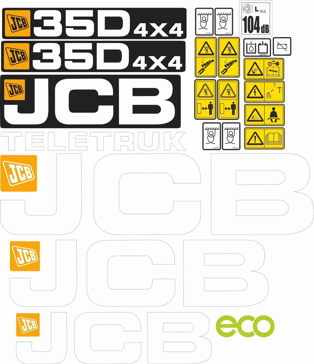 SATZ AUFKLEBER FÜR EINEN JCB TELESKOPLADER 30D, 30D 4x4, 35D, 35D 4x4