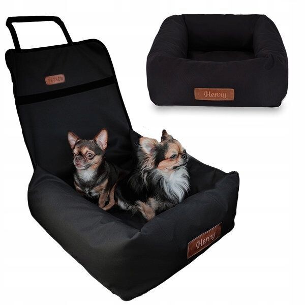 Hundesitz Hundebett & Transportbett 2in1 Autositz + GRAVUR  mit Namensschild