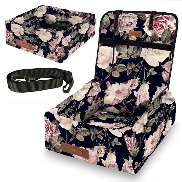 Hundesitz Hundebett & Transportbett 2in1 Autositz + GRAVUR  mit Namensschild