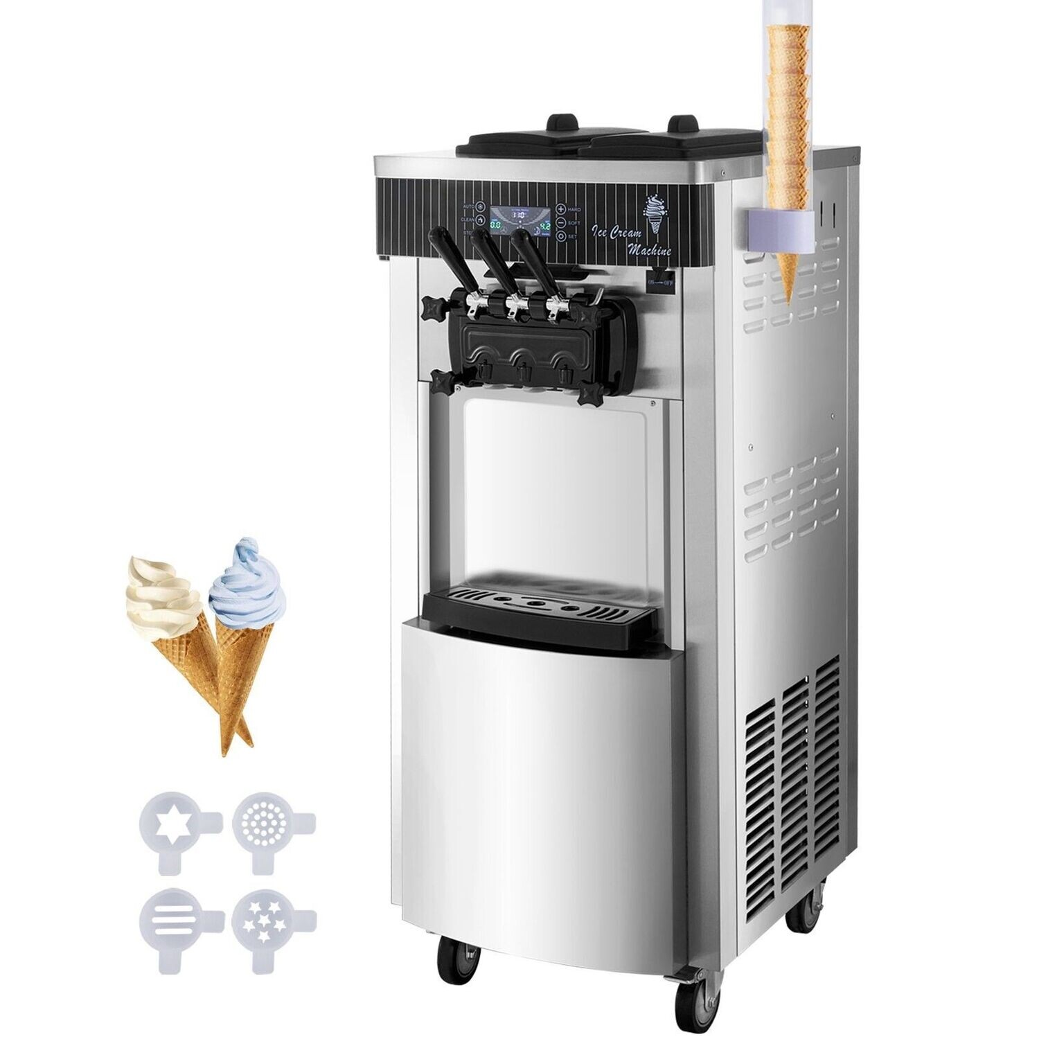 Softeismaschine Speiseeisbereiter freistehend Kommerzielle Eismaschine Ice Cream 220V Edelstahl