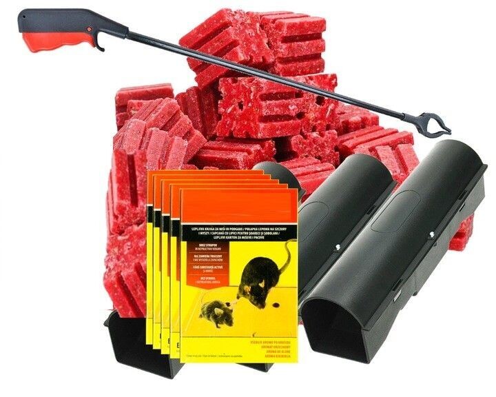 3kg Rattenköder 3 Fallen Auslegezange 5x Klebefallen 3x Köderstation Mäuse Pad Ratten Köder Bekämpfung  Rattengift Hochwirksam XXL Starter Set