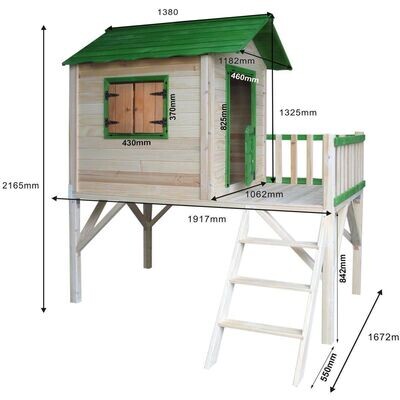Baumhaus Spielhaus für Kinder mit Balkon Stelzenhaus Garten Baum Turm Holzhaus