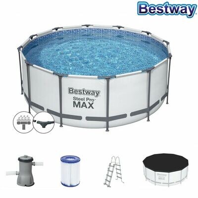 Bestway Steel Pro Max 366 x122 cm Frame Pool Set Schwimmbecken Starter Set