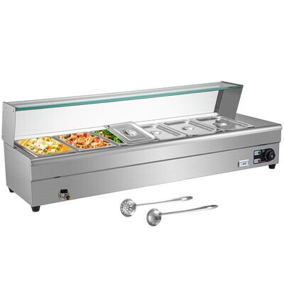 Edelstahl Gastronomie Behälter 1500 Watt Speisenwärmer 6 Pfanne Wärmebehälter für Essen Chafing Dish mit Glasabdeckung Warmhaltebox Tischwärmer Edelstahl Gastronomie Behälter 1500 Watt Speisenwärmer 6 Pfanne Wärmebehälter für Essen Chafing Dish mit Glasabdeckung Warmhaltebox Tischwärmer