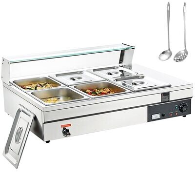 Edelstahl Buffetwärmer Speisewärmer Buffetbehälter Jede Heizplatte Verwendbar, inkl. Glasdeckel & Ablaufhahn & Trockenbrennanzeige, für Kantine, Café usw. Chafing Dish Edelstahl Buffetwärmer Speisewärmer Buffetbehälter Jede Heizplatte Verwendbar, inkl. Glasdeckel & Ablaufhahn & Trockenbrennanzeige, für Kantine, Café usw. Chafing Dish