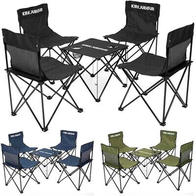Camping Outdoor 5er-Set Campingstühle mit Tisch Stahl 4 Stühle 1 Tisch