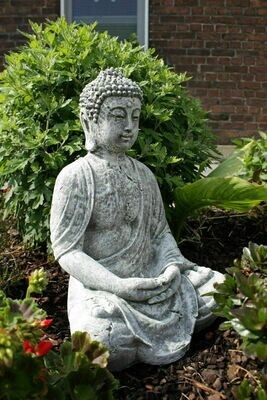 Deko Steinfigur großer Buddha Shiva Frostfest Garten Deko Steinguss Gartenfigur