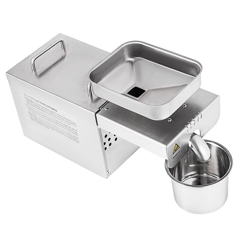 Automatische Ölpresse Maschine Edelstahl mit Trichter Nuss Samenöl Pressmaschine Automatische Ölpresse Maschine Edelstahl mit Trichter Nuss Samenöl Pressmaschine