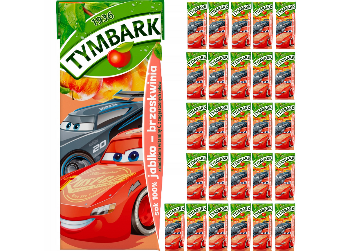 27 x Tymbark Saft 100 % Apfel-Pfirsich für Kinder 27x200ml