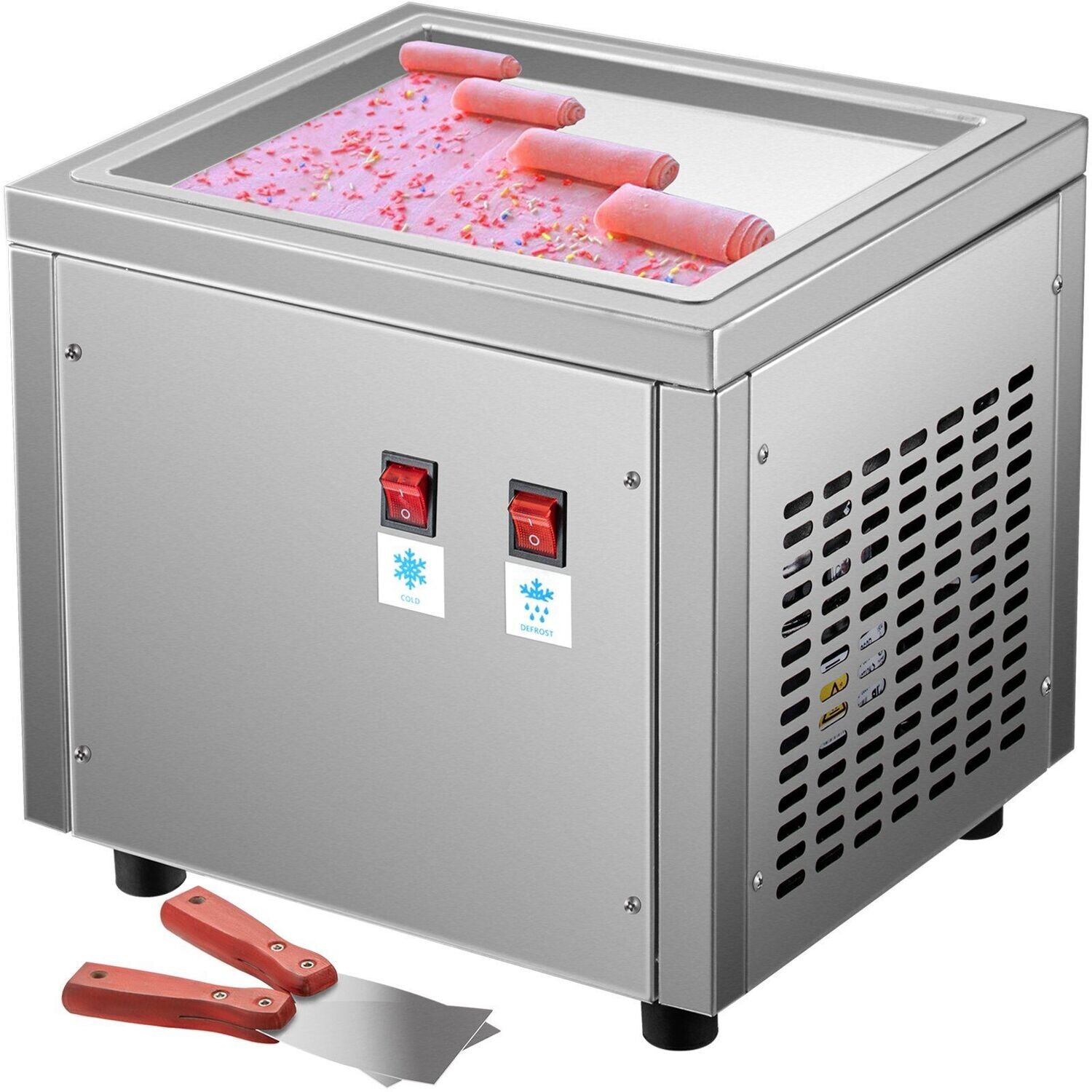 Kommerzielle Roll-Eismaschine Eis Maschine Ice Cream Rolls Edelstahl Rolleismaschiene Thai Eis Gastro Restaurant Foodtruck