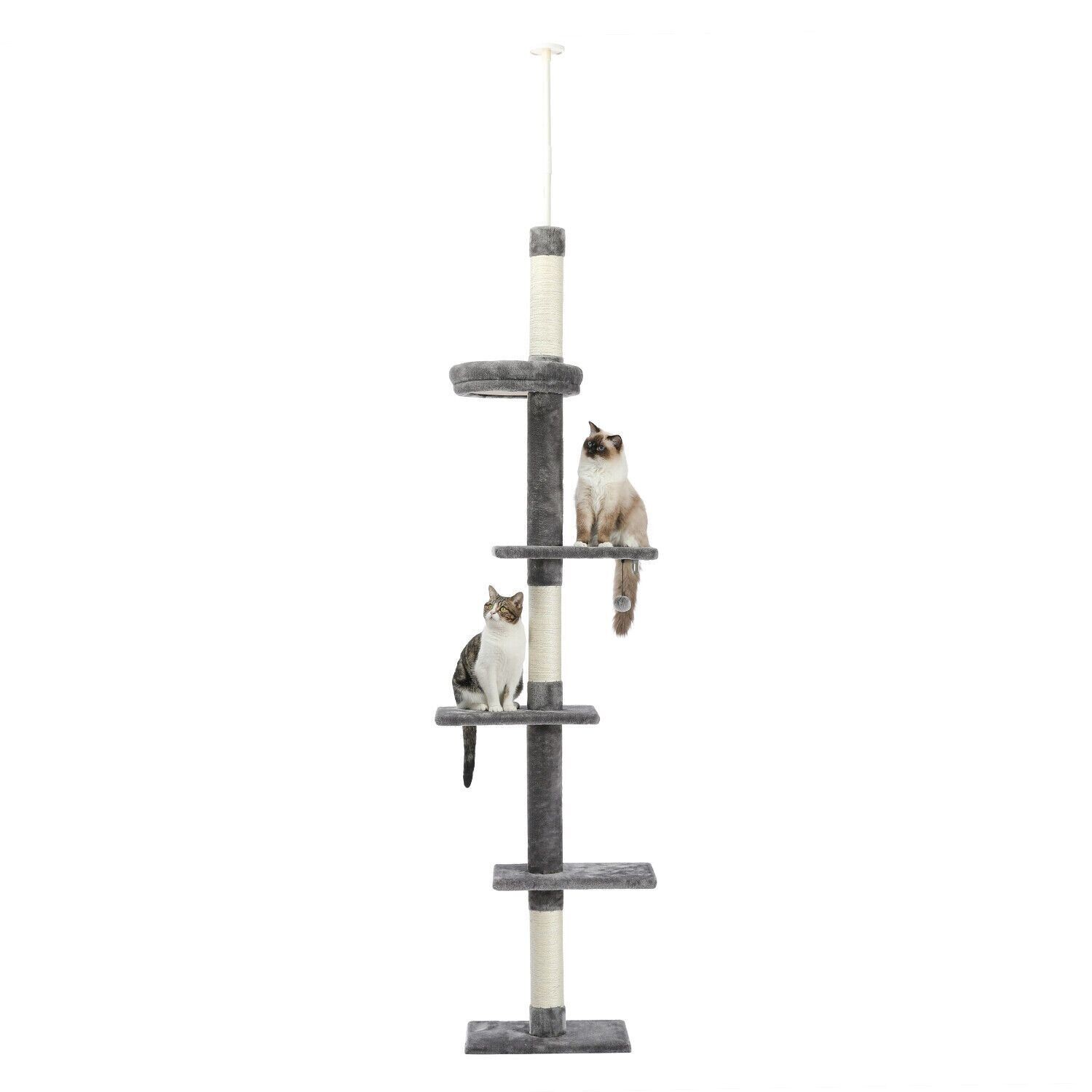 Deckenhocher Katzen Kratzbaum Kletterturm Katzenbaum XXXL Tower  228-274 cm grau