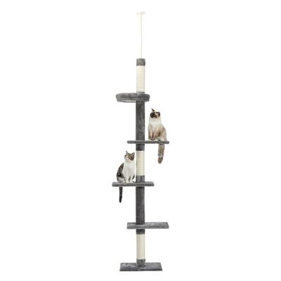 Deckenhocher Katzen Kratzbaum Kletterturm Katzenbaum XXXL Tower 228-274 cm grau Deckenhocher Katzen Kratzbaum Kletterturm Katzenbaum XXXL Tower 228-274 cm grau