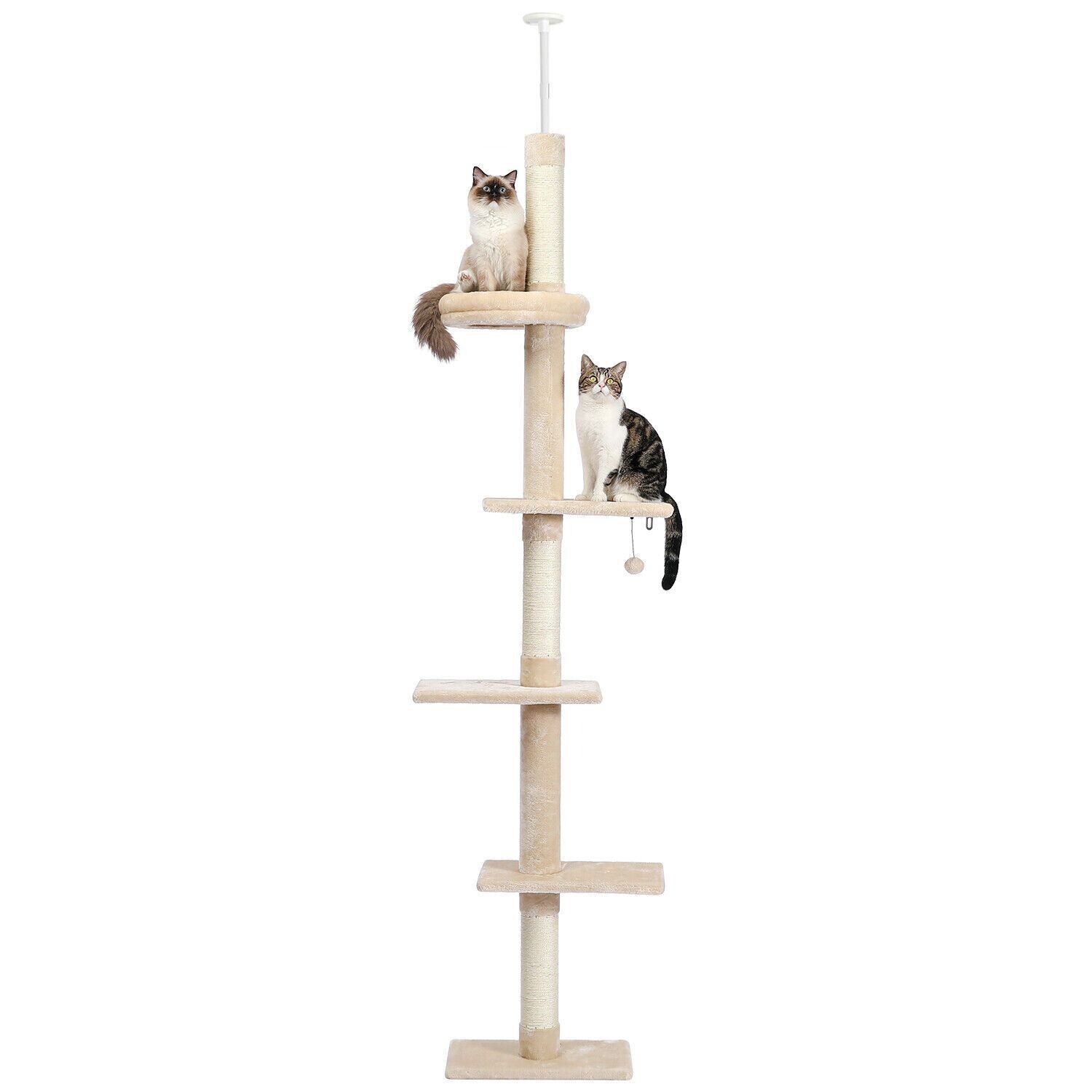 Deckenhocher Katzen Kratzbaum Kletterturm Katzenbaum XXXL Tower  228-274 cm beige