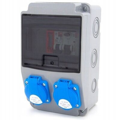 Elektro-Wandverteiler 2 x 230 V 16 A IP54 komplett Set Baustromverteiler Elektro-Wandverteiler 2 x 230 V 16 A IP54 komplett Set Baustromverteiler