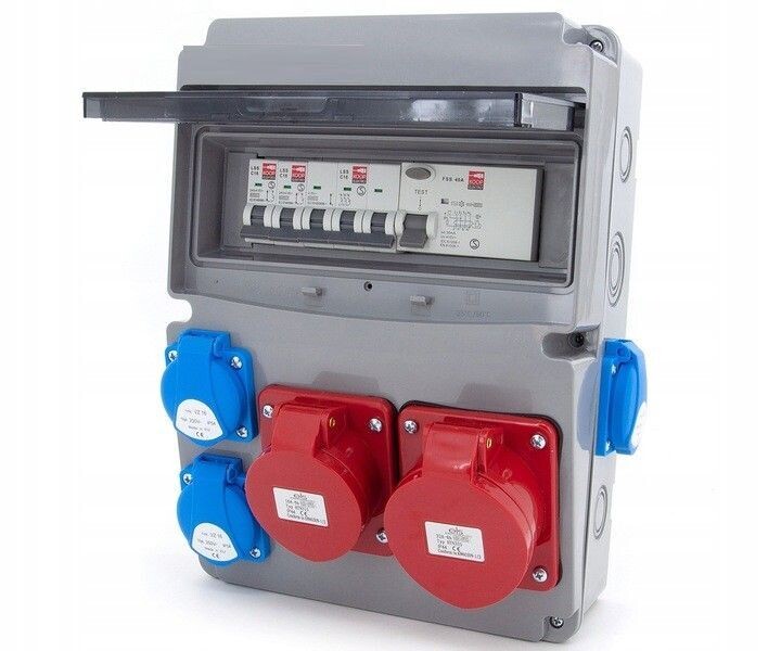 Elektro-Wandverteiler 4 x 230 V 16A / 1 x 16A 5P / 1 x 32A 5P komplett Set Baustromverteiler