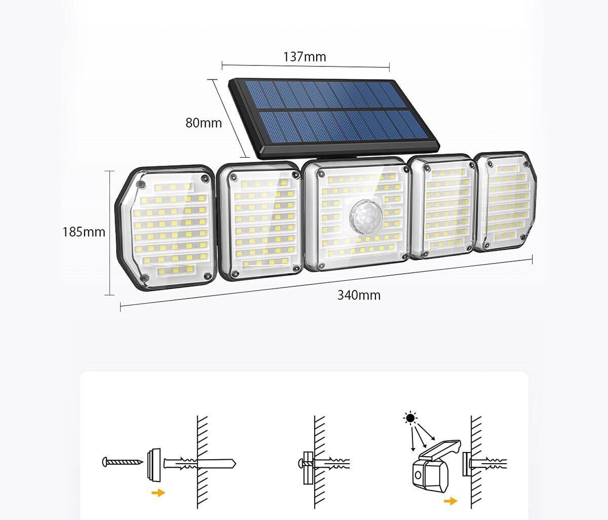Design LED Solarlampe Wandlampe Außenbeleuchtung Gartenlampe mit Bewegungsmelder Lichsensor alle Farbtemperaturen