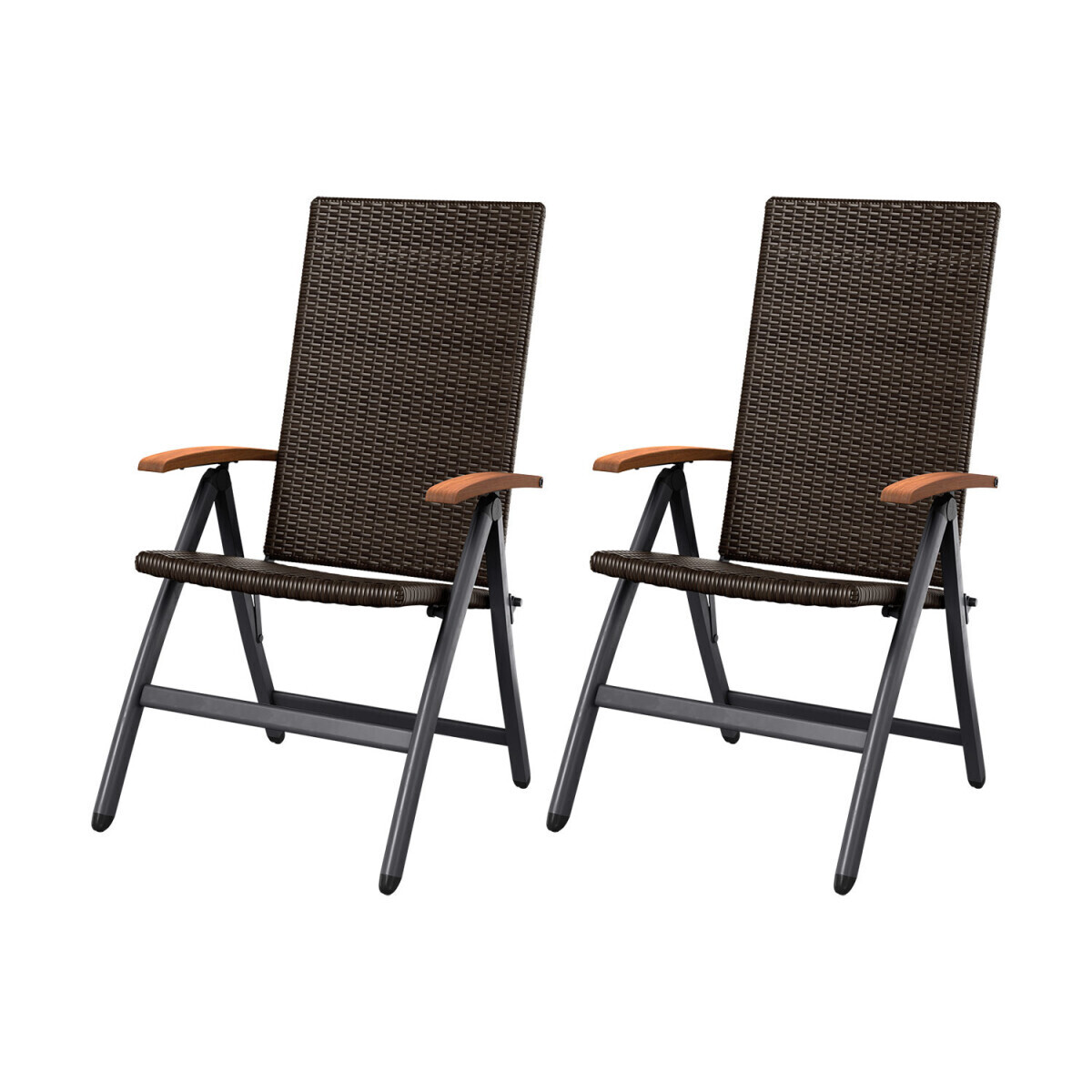 Gartenstuhl Klappsessel  2er Set verstellbar braun