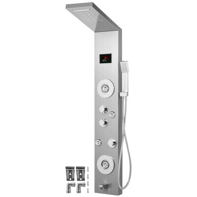 LED Duschpaneel 6 in 1 Edelstahl Duschpaneelsysteme Verstellbare Massagedüsen Silberner Sprüher Regen Duschpaneel Wasserfall Massagesystem für Haus Hotel LED Duschpaneel 6 in 1 Edelstahl Duschpaneelsysteme Verstellbare Massagedüsen Silberner Sprüher Regen Duschpaneel Wasserfall Massagesystem für Haus Hotel