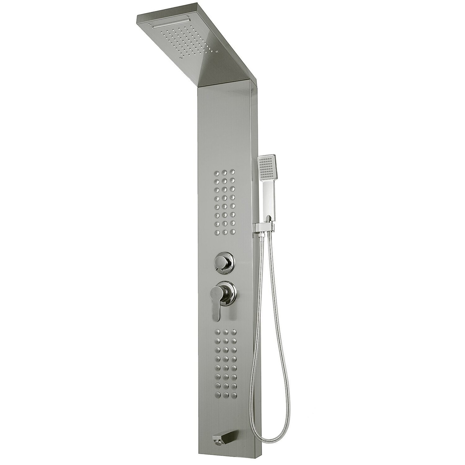 5 in 1 Duschsäule Kopfbraus Regenduschensäule Edelstahl Hydromassage Wasserfall Handbrause(matt Silber,Separate)