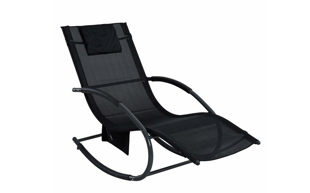 Sonnenliege Relaxliege Gartenliege Liegestuhl Schaukelliege Swing mit Tasche Farbwahl, Farbwahl: Schwarz