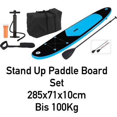 Stand up Board 285cm SUP Komplettset - Blau/Schwarz Wassersport