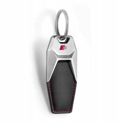 Audi S Line Schlüsselanhänger aus schwarzem und silbernem Leder 3181900700 Audi S Line Schlüsselanhänger aus schwarzem und silbernem Leder 3181900700