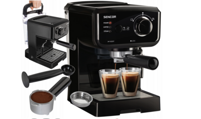 Express SENCOR 1140W Druckkaffeemaschine Espressomaschine mit Milchaufschäumer