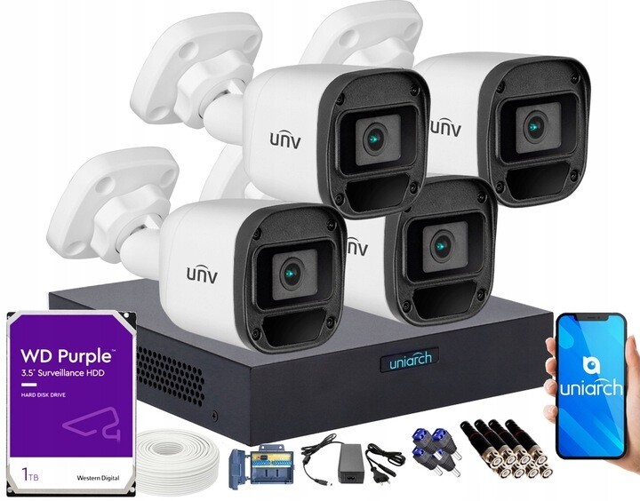 Uniarch 2MPX-AHD-KIT zur Überwachung Überwachungskamera ÜBERWACHUNGS-KIT 4 FHD-KAMERAS OUTDOOR-APP CCTV IOS Android