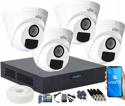Uniarch 2MPX-AHD-KIT mit 4 Full-HD-IR-Kameras zur Überwachung Überwachungskamera ÜBERWACHUNGS-KIT 4 FHD-KAMERAS OUTDOOR-APP CCTV IOS Android