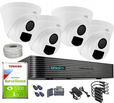 Uniarch 5MPX-UNI-4KIT-T115 mit 4 Full-HD-IR-Kameras zur Überwachung Überwachungskamera ÜBERWACHUNGS-KIT 4 HD-KAMERAS OUTDOOR-APP CCTV IOS Android