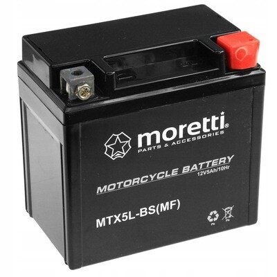 Premium Batterie Akku Moretti YTX5L-BS 12V 5Ah 70A AGM Motorrad AKUYTX5L-BSXMOR000