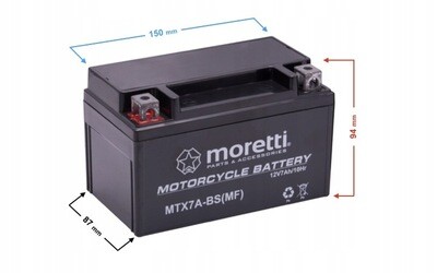 Premium AGM Batterie Scooter Motorrad Moretti MTX7A-BS Akku 7AH AKUYTX7A-BSXMOR000