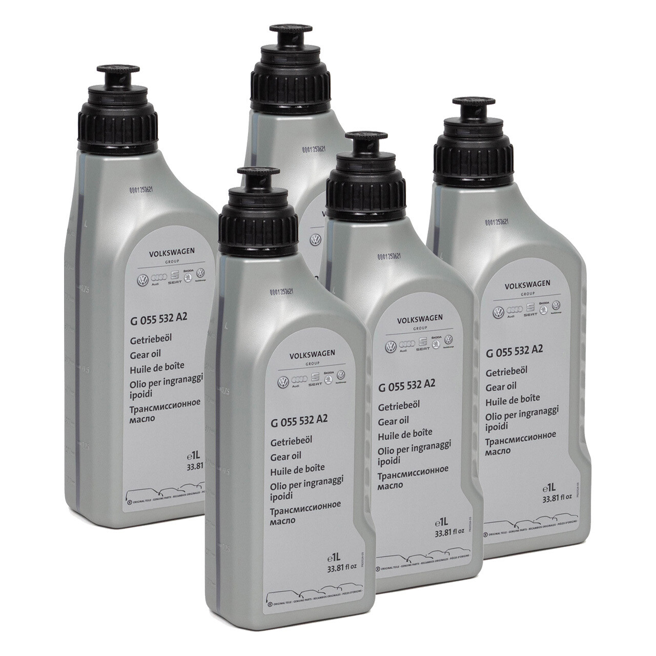 5x Original GETRIEBEÖL Schaltgetriebeöl OE VOLKSWAGEN Audi 1l  Gebinde G055532A2
