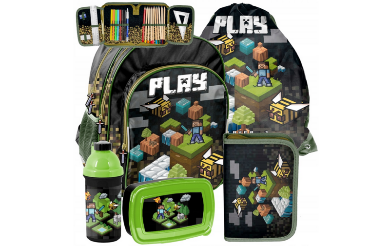 Schulranzen Rucksack Tornister Schultasche Pixel Minecraft XXXL Starter Set 2 Schulranzen Rucksack Tornister Schultasche Pixel Minecraft XXXL Starter Set 2