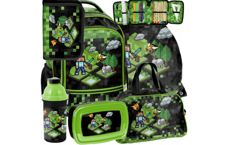 Schulranzen Rucksack Tornister Schultasche Pixel Minecraft XXXL Starter Set Schulranzen Rucksack Tornister Schultasche Pixel Minecraft XXXL Starter Set